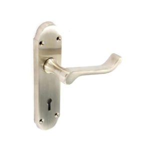 Brushed Nickel shaped lock handles 170mm