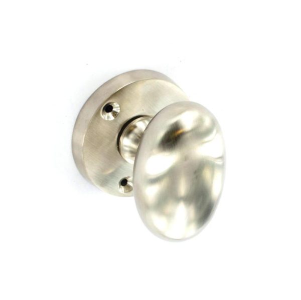 Brushed Nickel oval mortice knobs 60mm