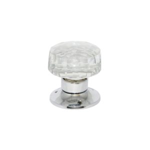 Glass mortice knobs Faceted Chrome