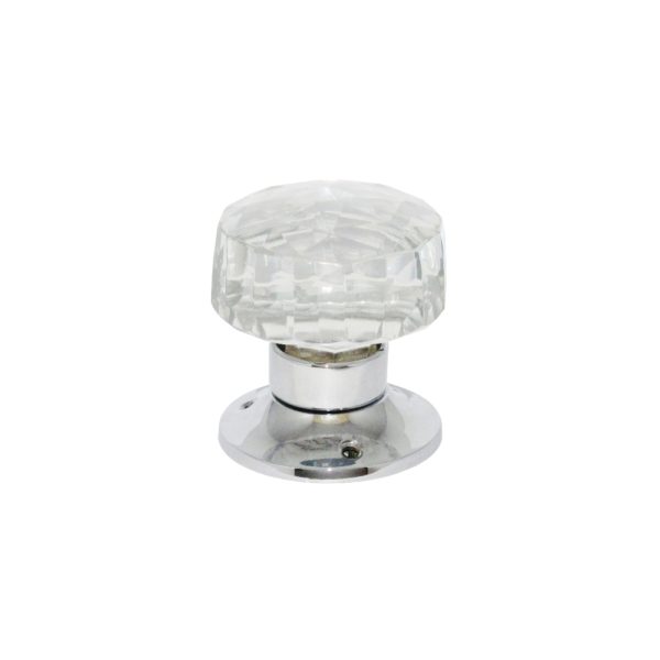 Glass mortice knobs Faceted Chrome