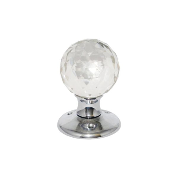 Glass mortice knobs Ball Chrome