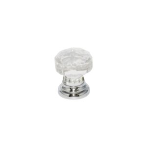 Glass Faceted knob Chrome 30mm
