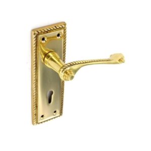 Polished Brass plated Georgian lock handles 150mm