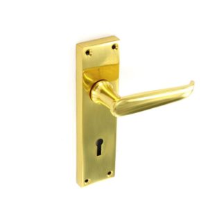 Polished Brass plated Victorian lock handles 155mm
