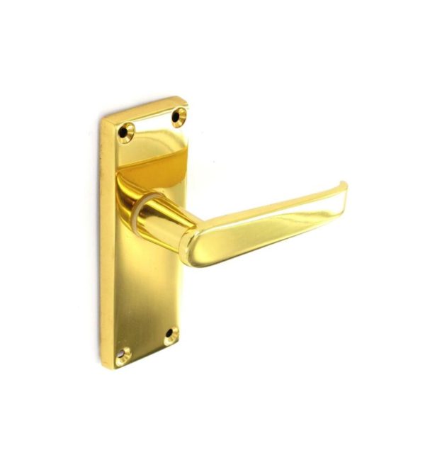 Polished Brass plated Victorian latch handles 115mm
