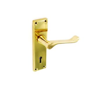 Polished Brass plated scroll lock handles 155mm