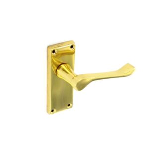 Polished Brass plated scroll latch handles 115mm